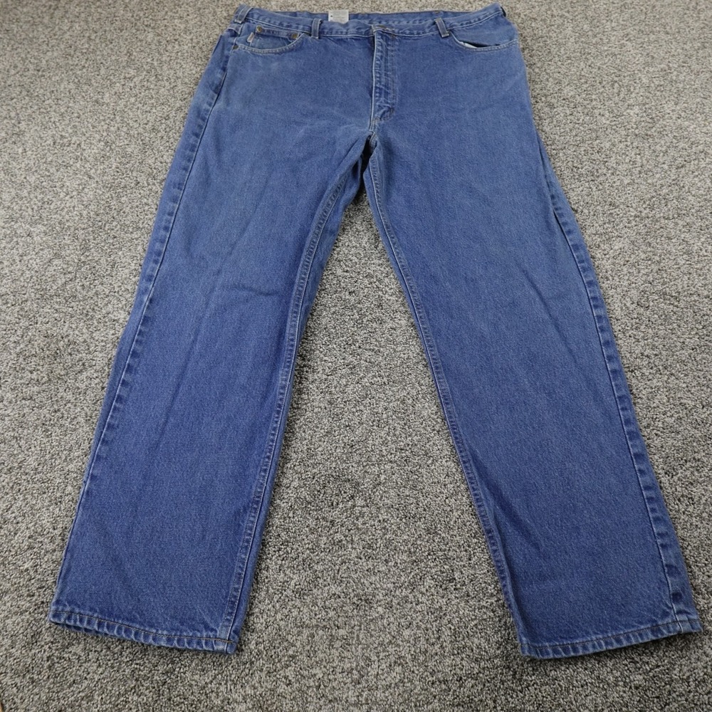 VTG Carhartt Jeans Mens 42X32‎ Dark Blue Denim Pants Relaxed Straight Work USA
